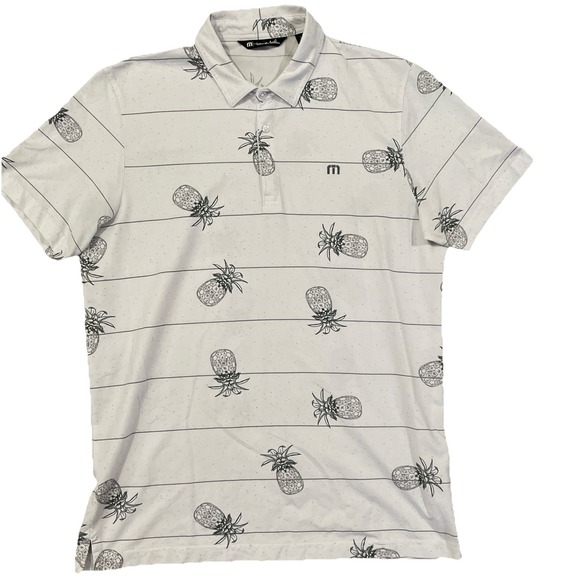 Travis Mathew Other - Travis Mathew Polo Shirt Mens Size‎ Large White Striped Pineapple Golf S Sleeve